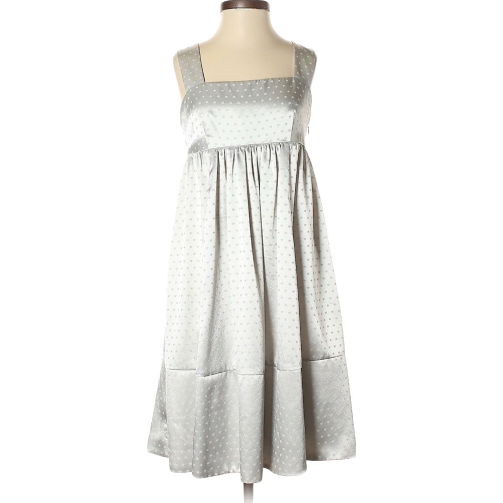 Express Shinny Silver Babydoll Dress Size Medium Party Empire Waist